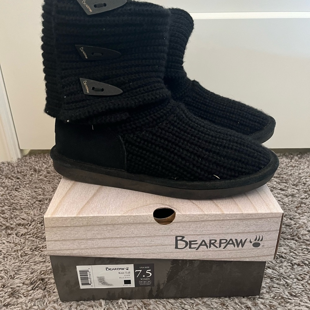 Bearpaw Black Knit Boots